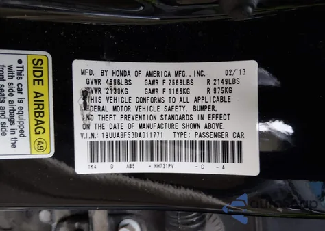 2013 Acura Tl 3.5 z USA, uszkodzony, nr VIN 19UUA8F53DA011771